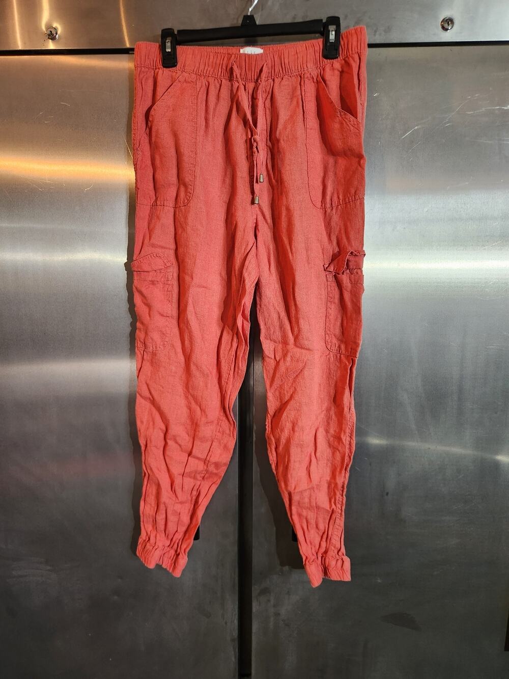 Nicole Miller New York 100% Linen Cargo Jogger Pants Size L